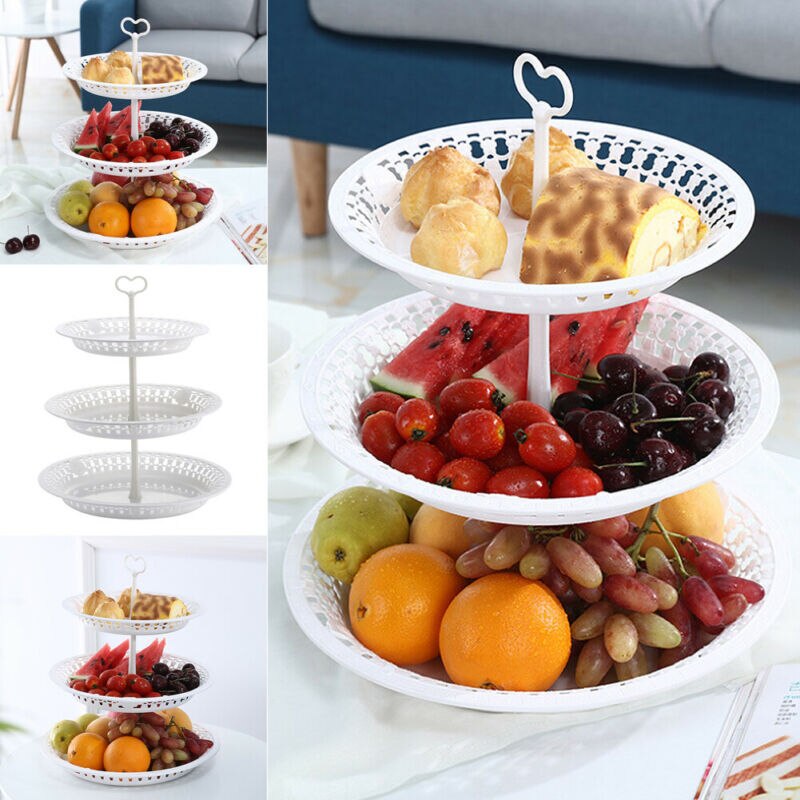 3 Tier Grid Cake Stand Set Cupcake Dessert Round Display Tray Rack Plastic Tower Plate Wedding Decoration Kitchen Cake Tools