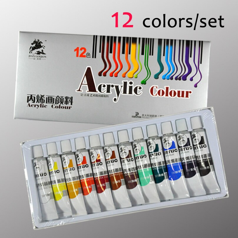 12 farger 12ml tekstil stoff maling sett tøymaling akrylmaling tegne kunst penn sett deco art