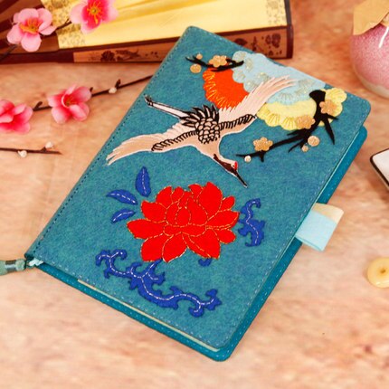 Chinoiserie Non-woven fabric Felt Notebook Cover DIY Material Package Hand Sewing Chinese Style Felt Diary Book Cover Kit Bag