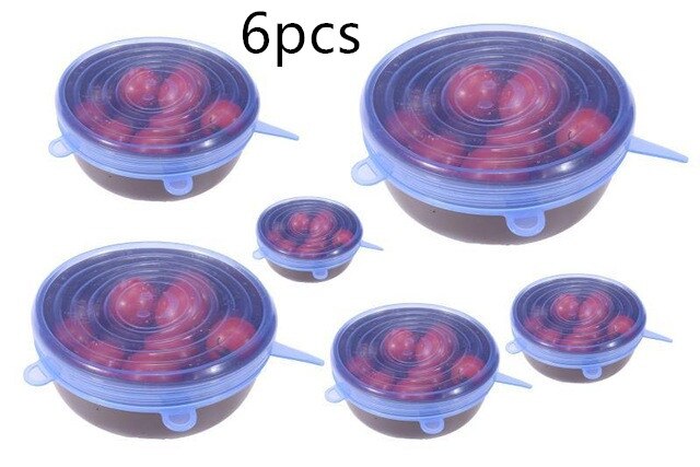 Silikonowe pokrywki na garnki i miski, uniwersalne elastyczne przykrywki, elastyczne wieczka robić zamknięcia patelni i naczyń robić gotowania i przechowywania żywności, można używać w mikrofalówce, 6 lub 12 sztuk: 6szt niebieski