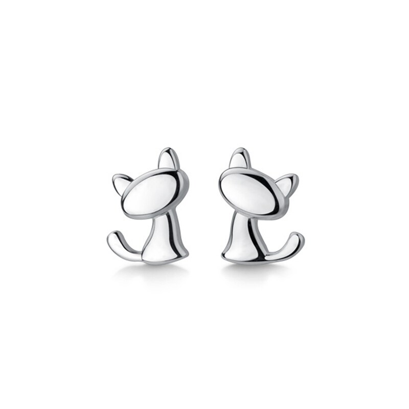 Kleine Glossy Glazuur Kat Stud Oorbellen Hypoallergeen S925 Sterling Silver Earring Ear Studs Animal Sieraden