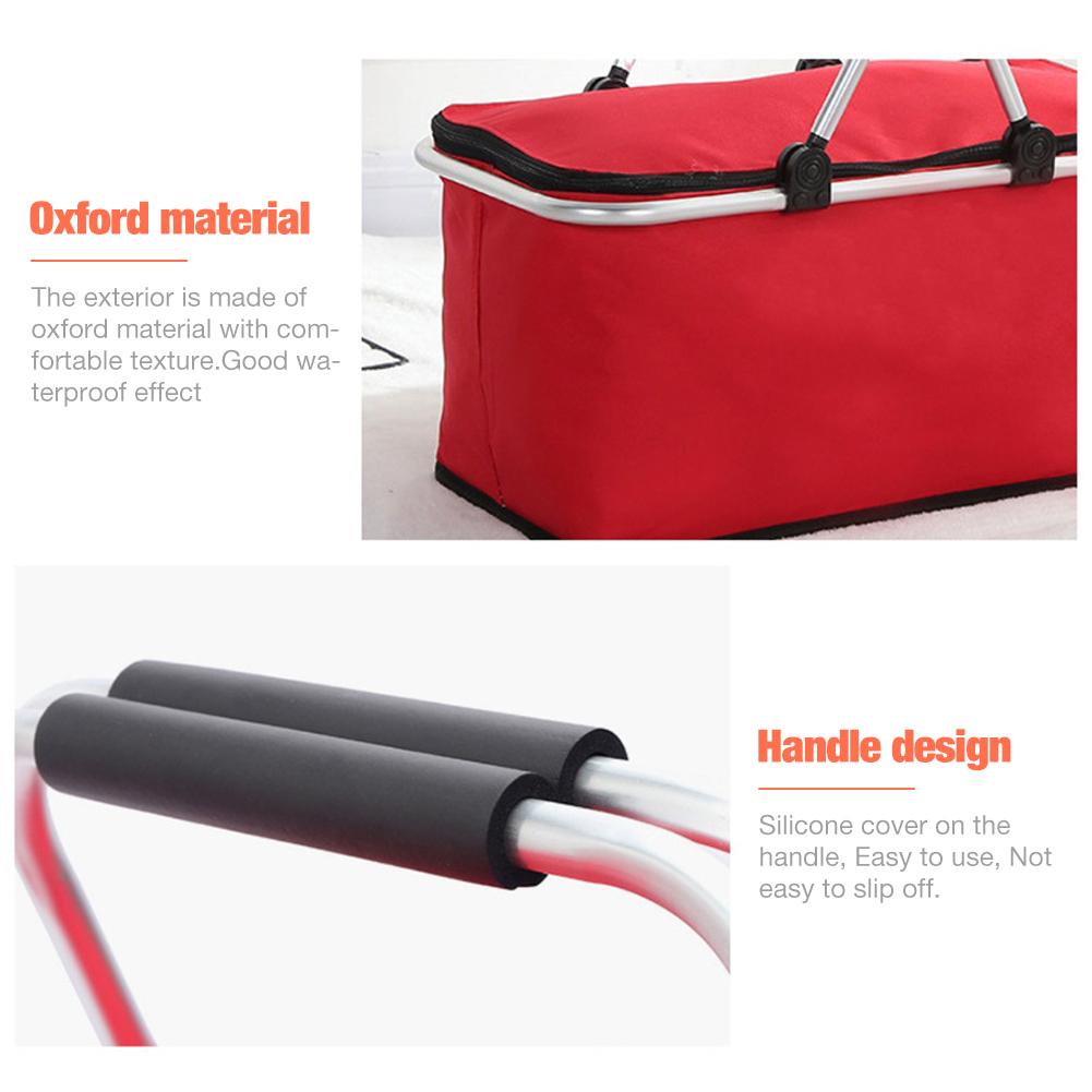 Folding shopping basket camping cooler bag 2-8 people use lunch drink heat preservation beach school picnic bag camping storage