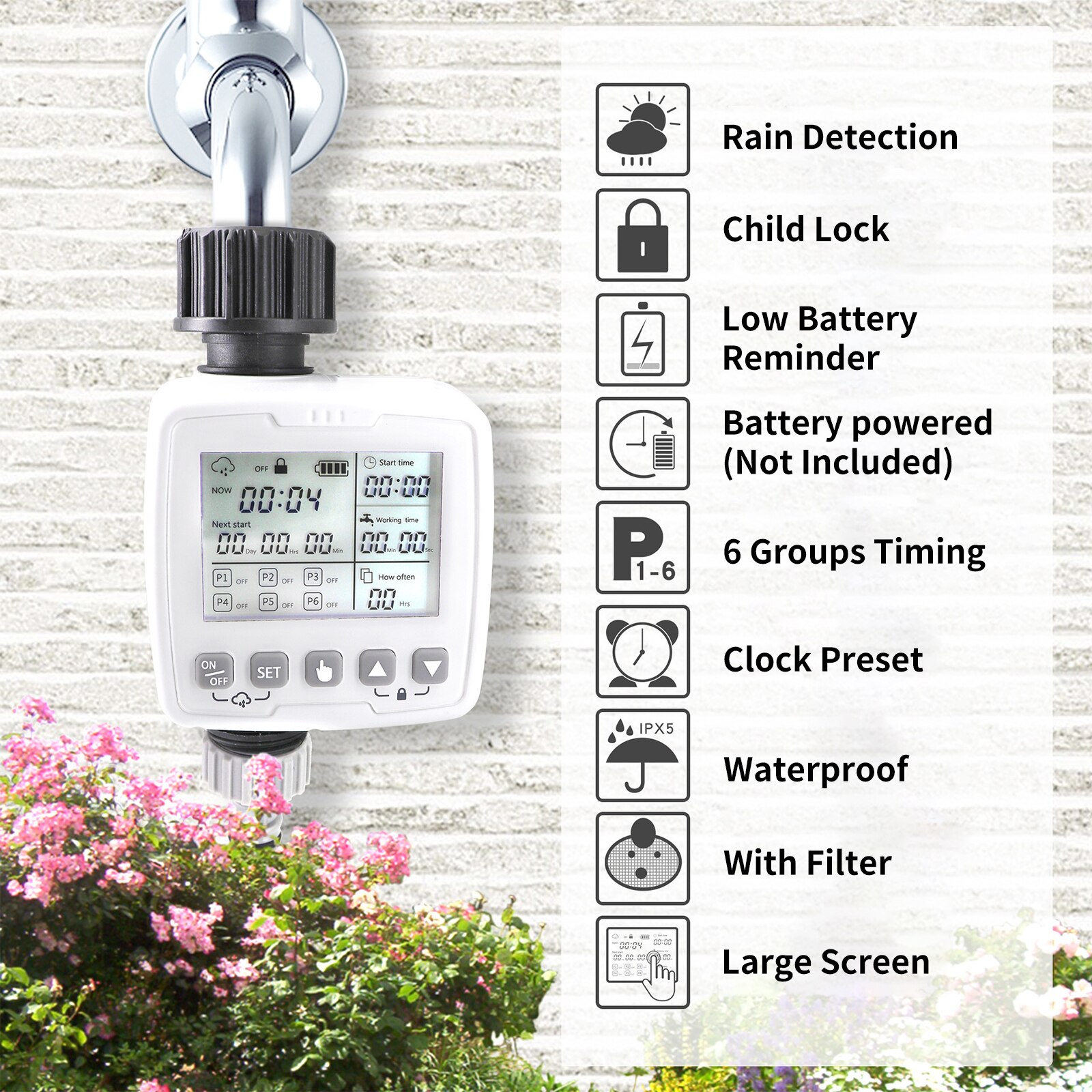 Waterproof Sprinkler Controller Electronic Irrigation Regulator Automatic Irrigation Timer 6 Separate Timing Watering Device