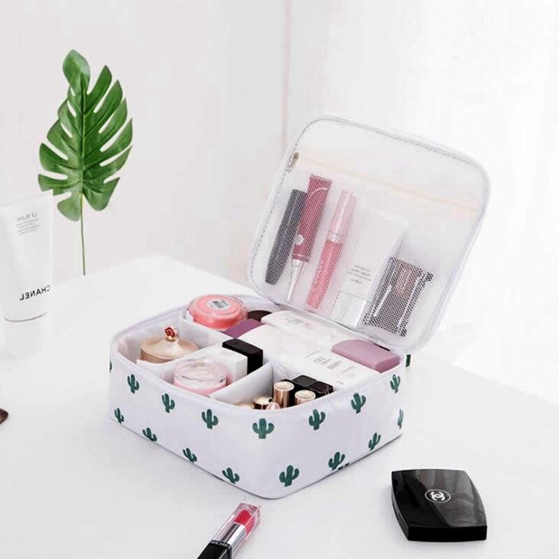 Kvinder rejser stor kosmetiktaske tegneserie flamingofunktion makeuptaske bagagerumslynlås makeup arrangør opbevaringstaske toiletartikler: 4