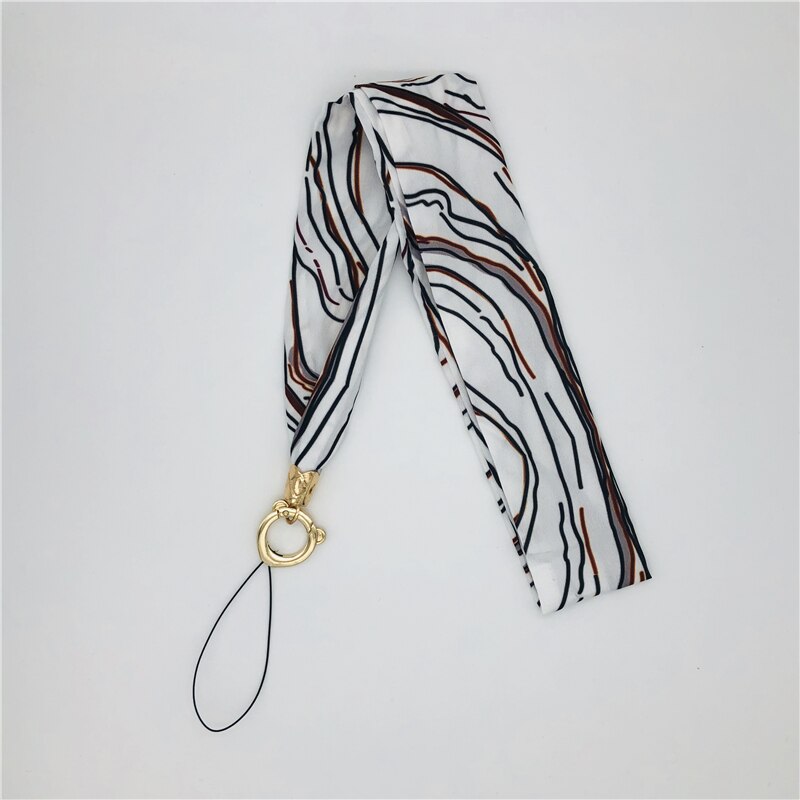 Impressão larga da listra da correia da corrente do pescoço do artigo do chiffon luxuoso para o telefone móvel do gym do cartão da identificação da chave com o grampo do crachá de usb correia diy
