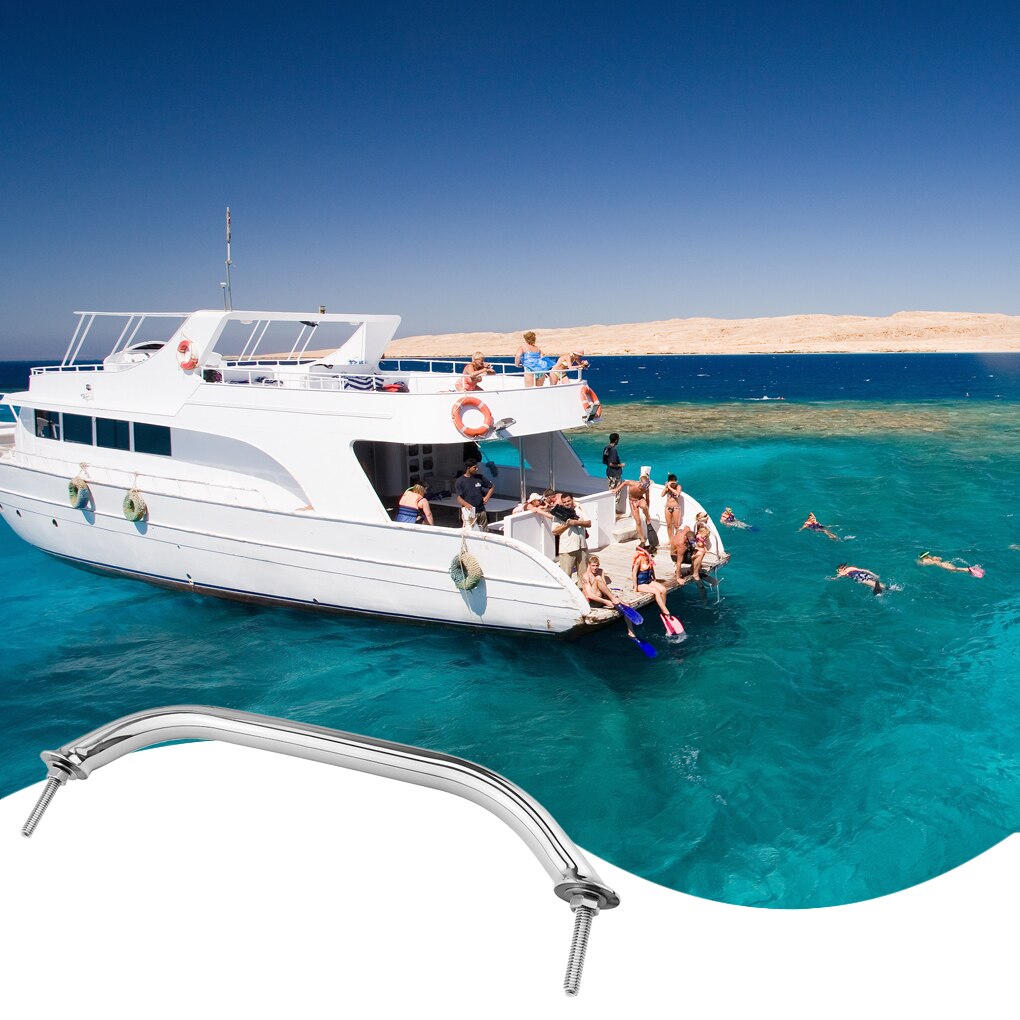 305mm 316 Stainless Steel Handrail Portable Heavy Duty Grab Handle Indoor Outdoor Household Bathroom Kayak Rail With Nuts Bolts