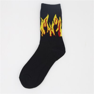 Calcetines con de llamas quemadas para chico, medias con de , ideal para adolescentes, estudiantes, monopatín: Black Yellow
