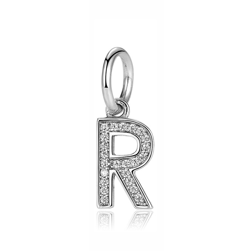 Original 100% de Plata de Ley 925 del encanto del grano de A-Z cartas colgante encantos alfabeto pulseras de las mujeres la fabricación de la joyería DIY
