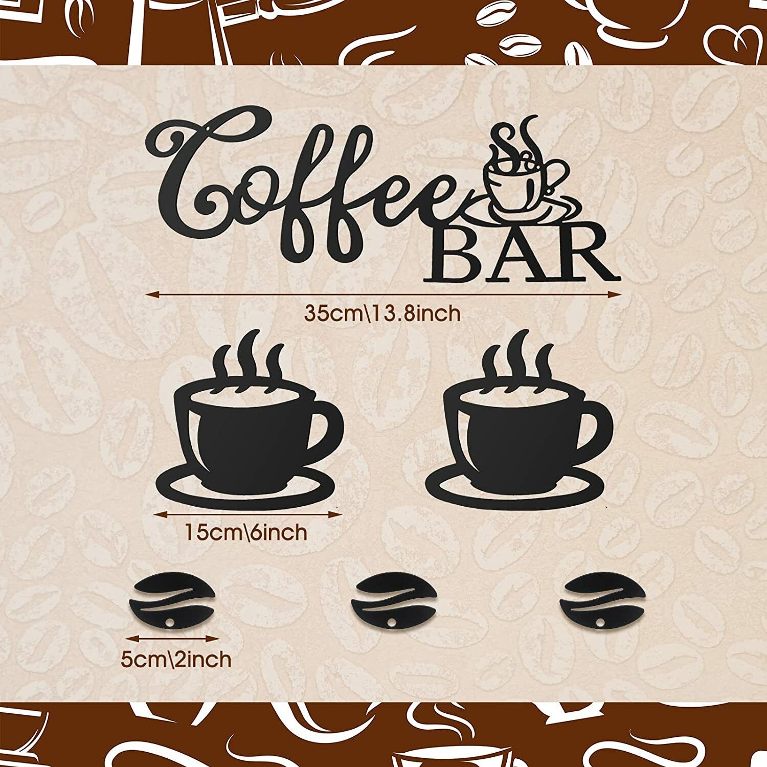 Metal Coffee Bar Sign Rustic Coffee Bar Hanging Wall Decor Coffee Signs for Home: light green