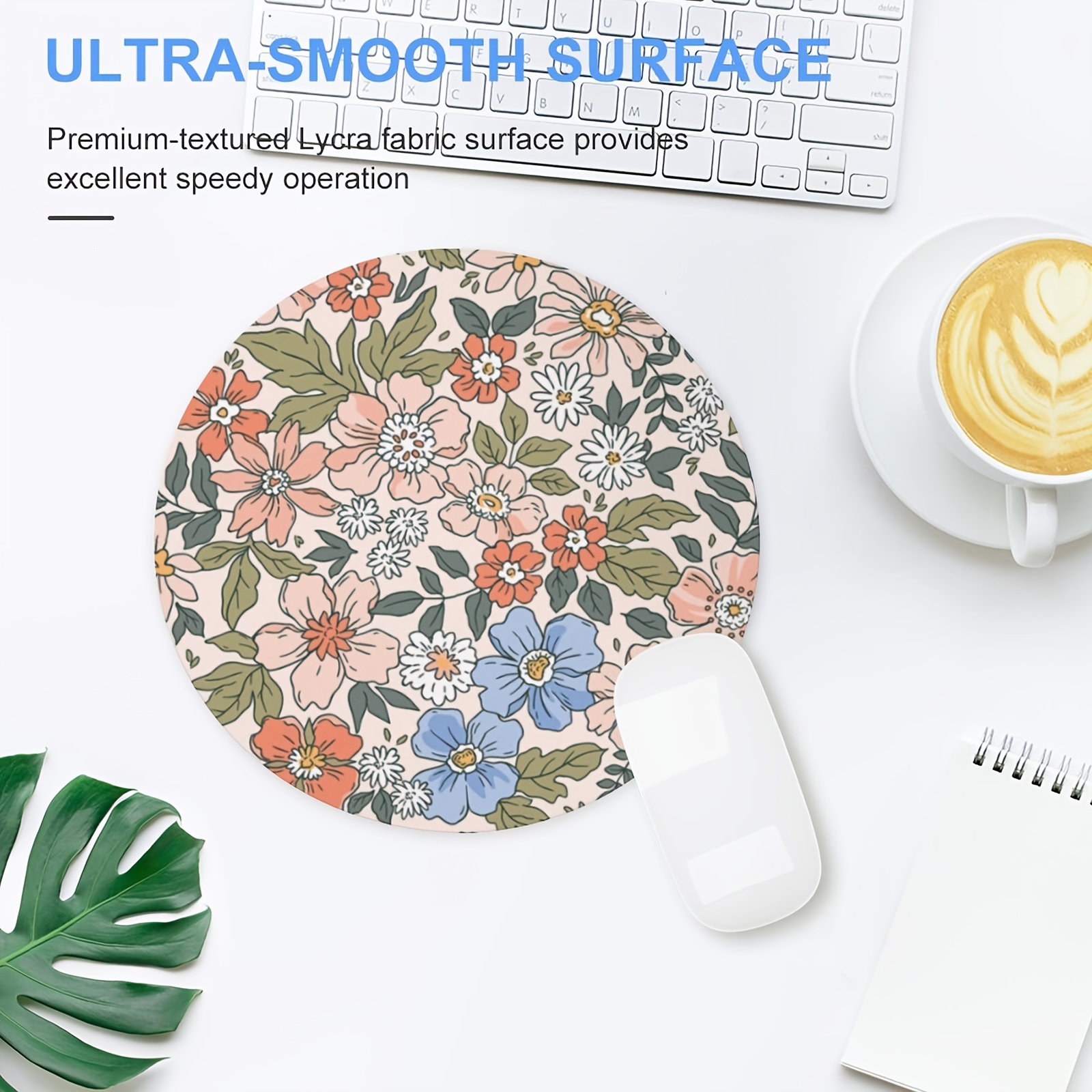 Cute Rubber Mouse Pad Charming Vintage Floral Round Mouse Pad Cute Non-Slip Desk Mat Offices Accessories Desk Pad Computer Table