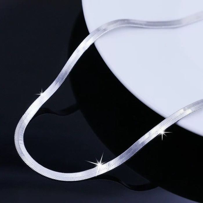Collar de cadena de 4MM de Color plateado para mujer, joyería fina de lujo para parejas, cadena de hoja, de boda, Gargantilla para clavícula
