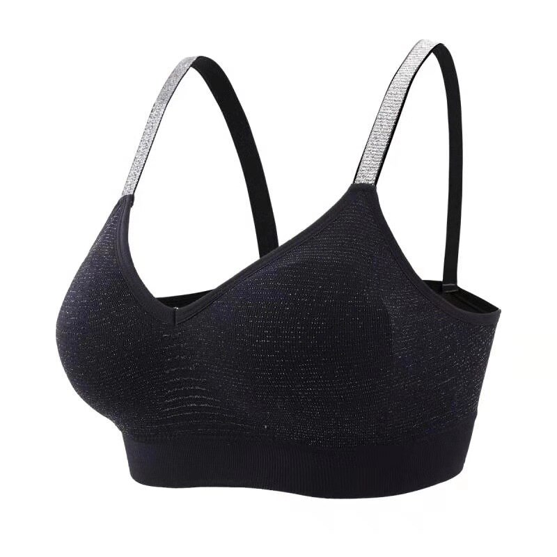 Sujetadores sin costuras para mujer, ropa deportiva de secado rápido, transpirable, para gimnasio, entrenamiento de Fitness, brasieres de Yoga, Top de soporte, ropa activa: black