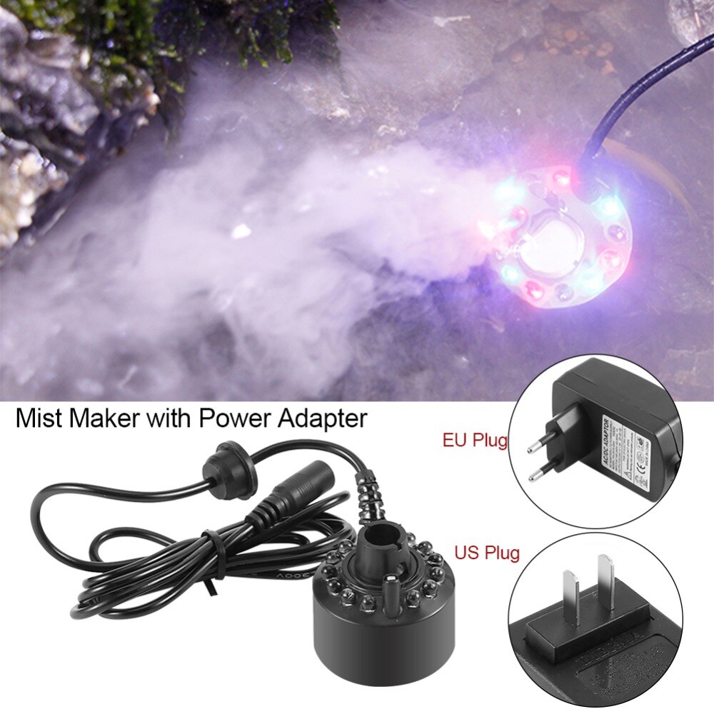 Ultrasonic Mist Maker 12 LED Fish Tank Mist Maker Forger Atomizer Humidifier For Aquarium Decoration AU/EU/US/UK Plug D30