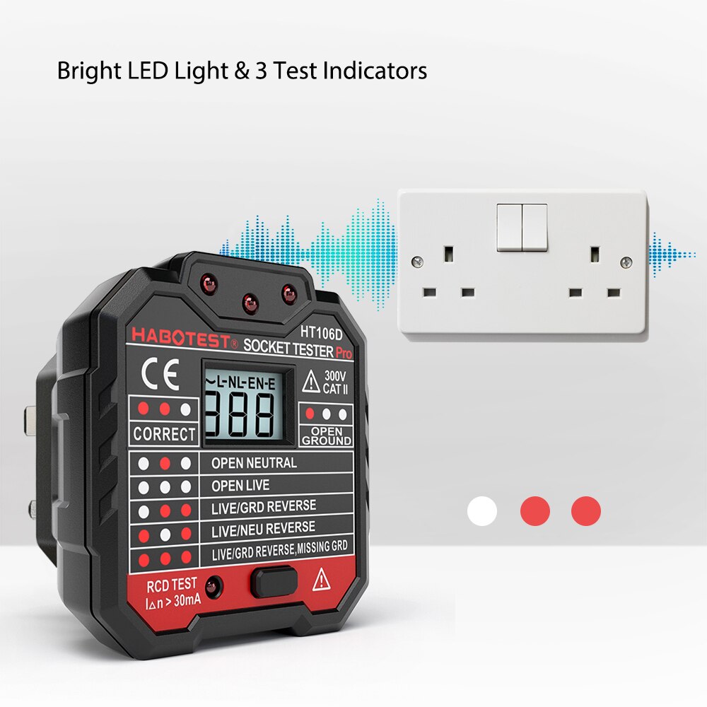 Advanced GFCI Electric Socket Tester Automatic Neutral Live Earth Wire Testing Circuit Polarity Detector Wall Plug BreakerFinder