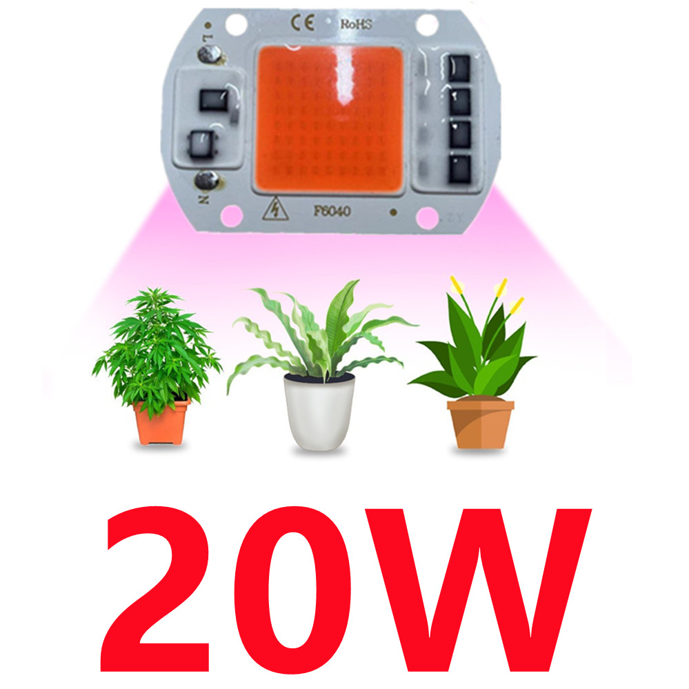 Chip de luz LED COB de espectro completo AC 220V 10W 20W 30W 50W-100W sin necesidad de controlador para el crecimiento de plántulas de flores iluminación de plantas: RGB / 20 W
