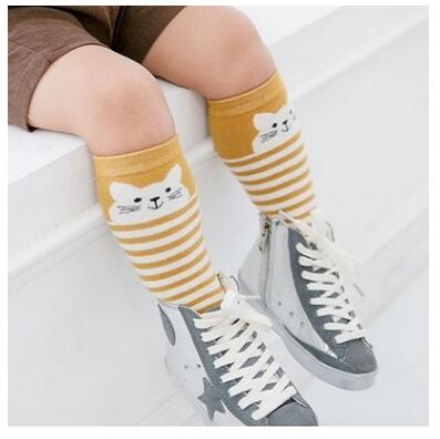 Baby cartoon kindersokken stereo oordopjes antislip vloersokken kniehoge meisjes beenwarmers kniehoge panty