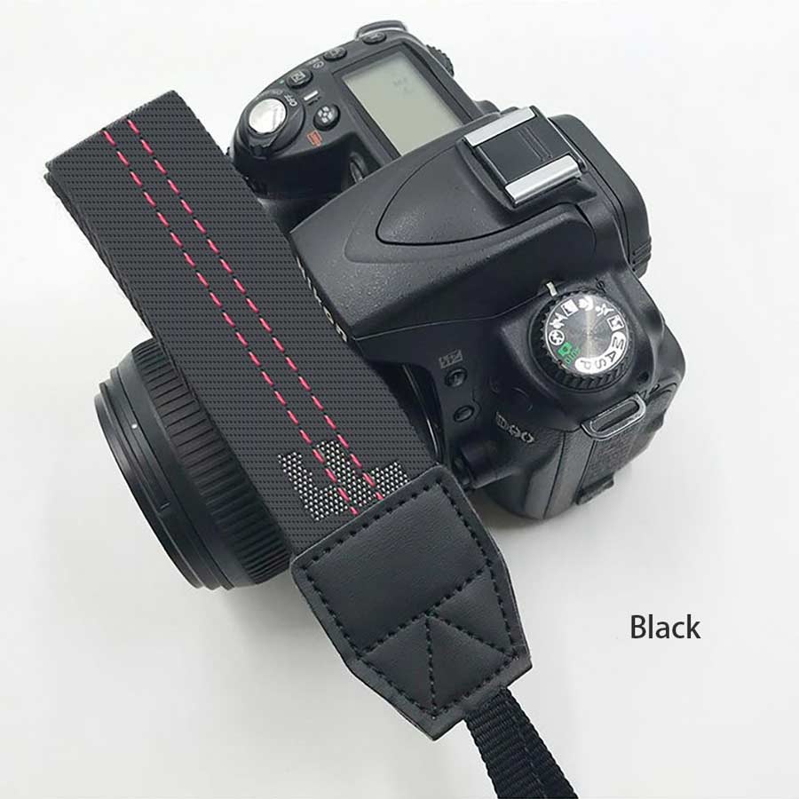 Sangle de cou en néoprène pour appareil Photo DSLR, pour Canon, Nikon, Pentax, Sony, Olympus, appareil Photo coloré: Black