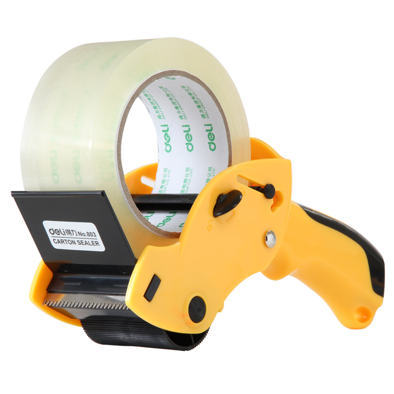 Deli 803 Papier Doos Verzegeling Tape Machine Transparante Tape Snijder Handleiding Omsnoeringsmachine Hand Verpakker Tape Dispenser: Oranje
