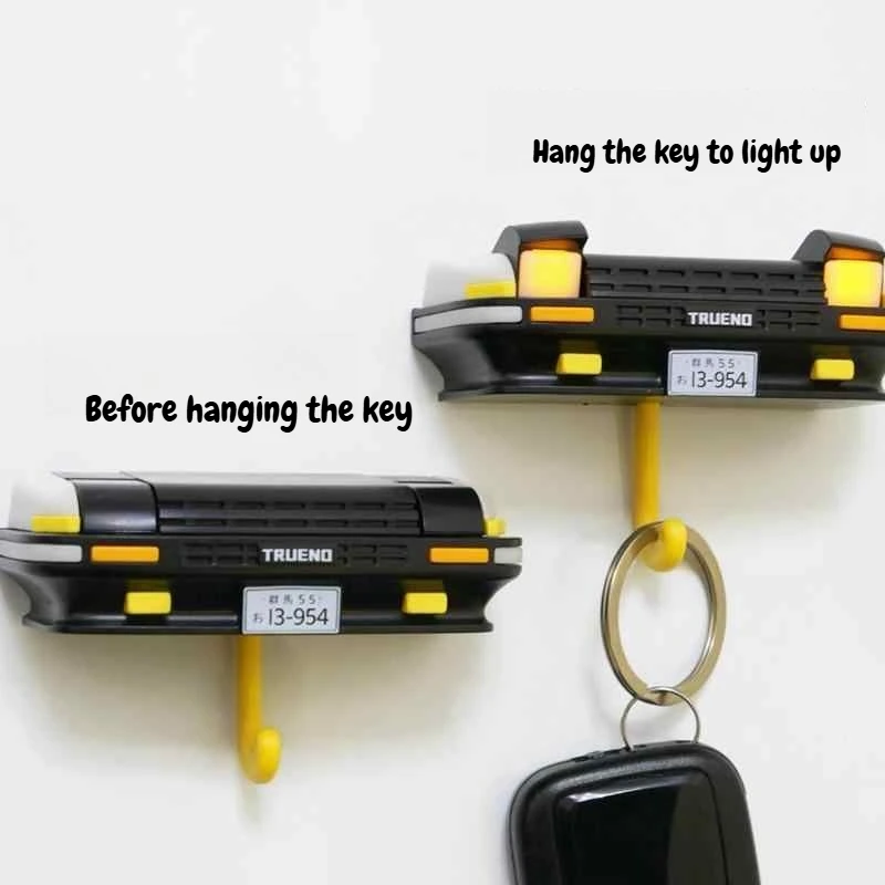 Colgador de llaves de coche, llavero Retro de dibujos animados, arte de pared, llavero de luz de coche, accesorios de decoración de habitación, uso de dispositivos creativos, gancho para el hogar