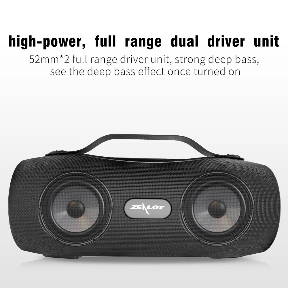 ZEALOT S29 Bluetooth Speakers Wireless Sound box For Computer Column Stereo Subwoofer With Power Bank+Flashlight Outdoor Boombox