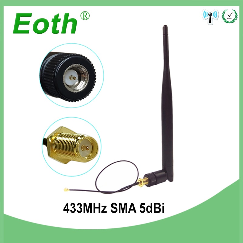 433 MHz lora Antenne 5dbi SMA Stecker Falten 433 mhz antena 433 m gerichtet antenne + 21cm RP-SMA/u.FL Zopf Kabel