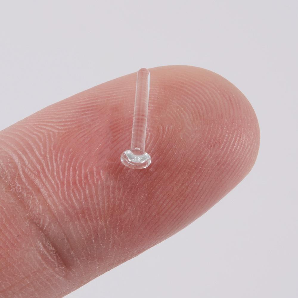 Transparenter Glas-Nasenring, Persönlichkeit, L-förmig, S-förmig, gebogener stechen, unsichtbarer Nasenring, antiallergischer Körperpiercing-Schmuck: Hellgelb Gold Farbe