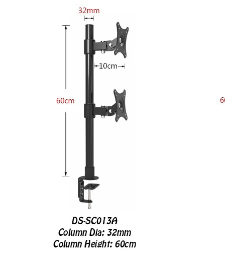 Desktop Clamping 13-27" Dual Screen Monitor Holder Long Arm Monitor Mount Retractable Rotation LCD TV Mount Rack Arm Base SC013A