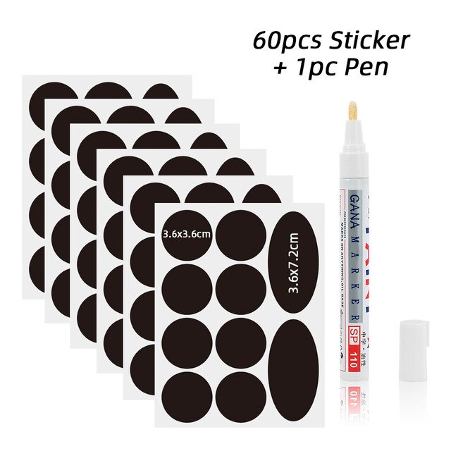 Étiquette autocollante pour épices de cuisine, étanche, avec stylo marqueur, pour bocaux et bouteilles, 48 pièces/ensemble: 60pcs 2 shape