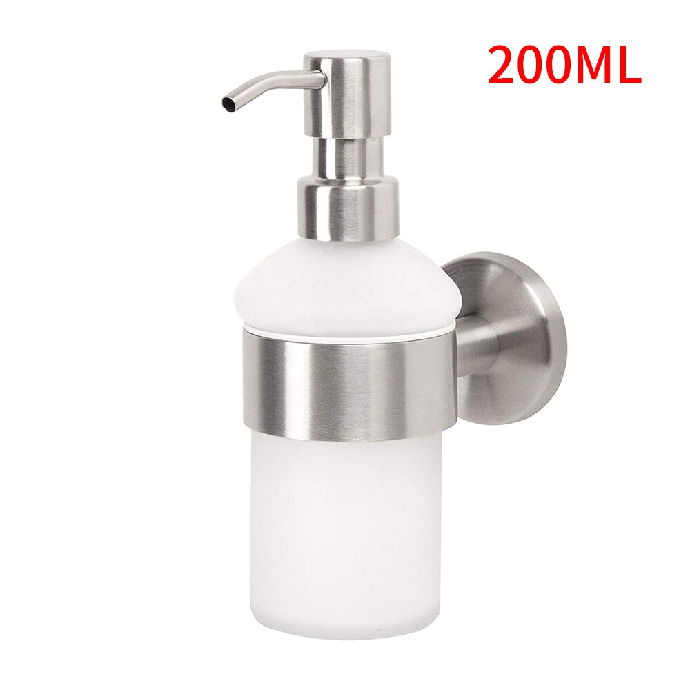 200ml Liquid Soap Dispensers Chrome Color Soap Dispenser Wall Mounted With Frosted Glass Container Bottle Bathroom Products