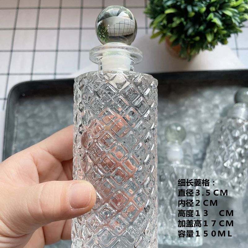 Flacon de parfum en Relief losange français, bouteilles en verre de cristal simples, stockage d&#39;essence d&#39;aromathérapie, Vintage, ornement de bouteille de commode: K-3.5x17cm