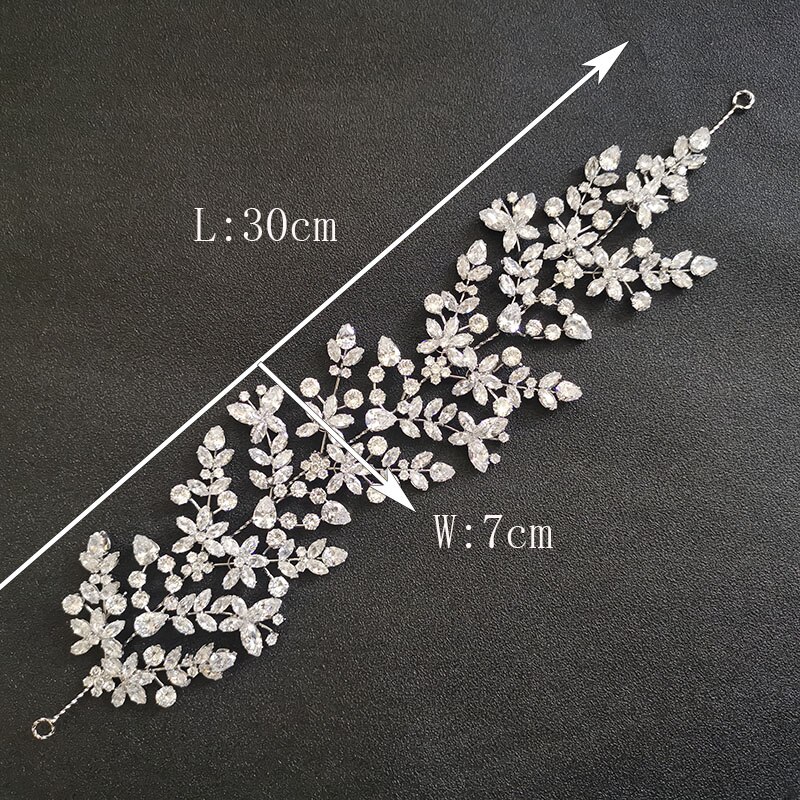 SLBRIDAL di Lusso Flessibile Pieno Zircone Cubico di Nozze Diadema Della fascia Da Sposa Damigelle D'onore corona CZ Accessori Dei Capelli Dei Monili Delle Donne: SL-GSHG0168