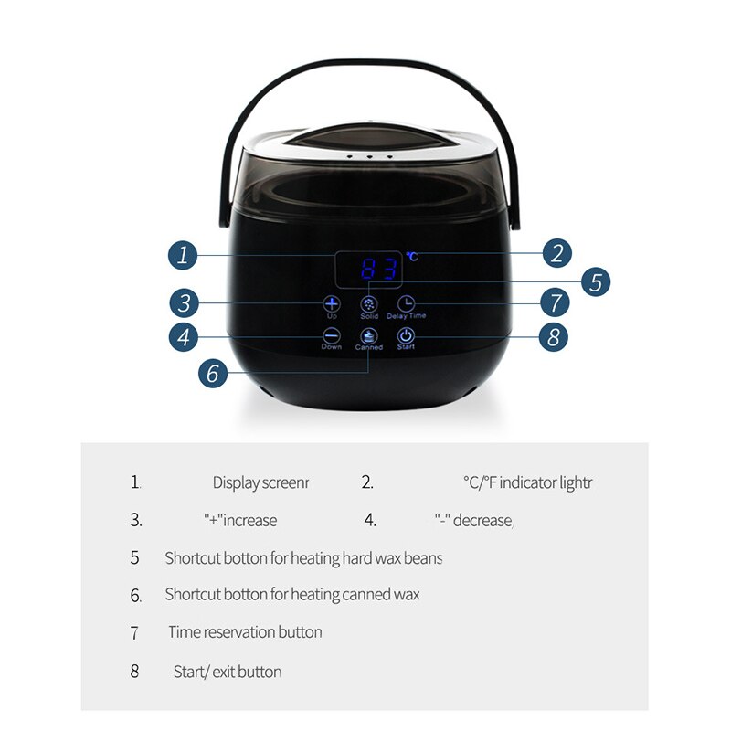 Wax warmer ontharingsset voor thuis met led-display en instelbare temperatuur en vertragingscontrole voor het hele lichaam, benen en oksels