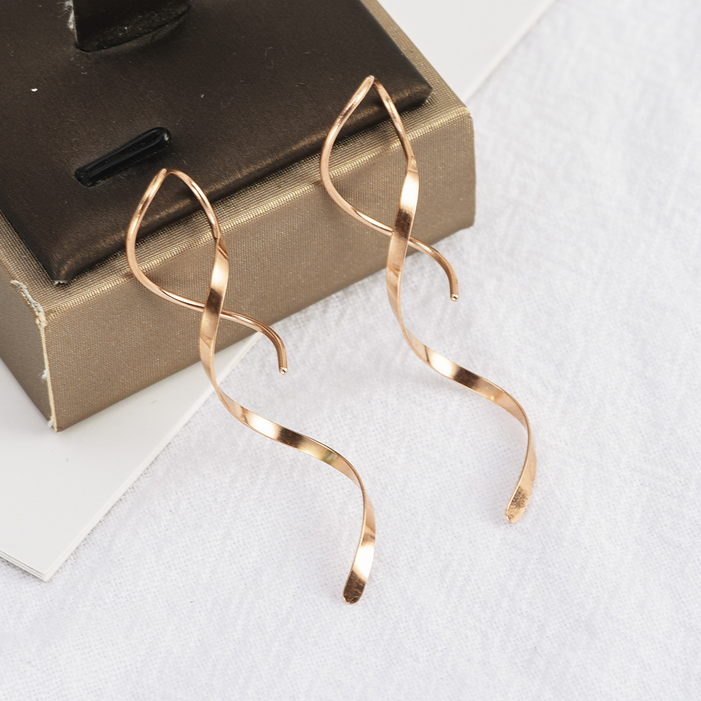 Einfache Spirale Einfädler Ohrringe Unregelmäßige Wendel Welle Kurve Ohr Linie Manschette Edelstahl Baumelnden Ohrring Frauen Schmuck