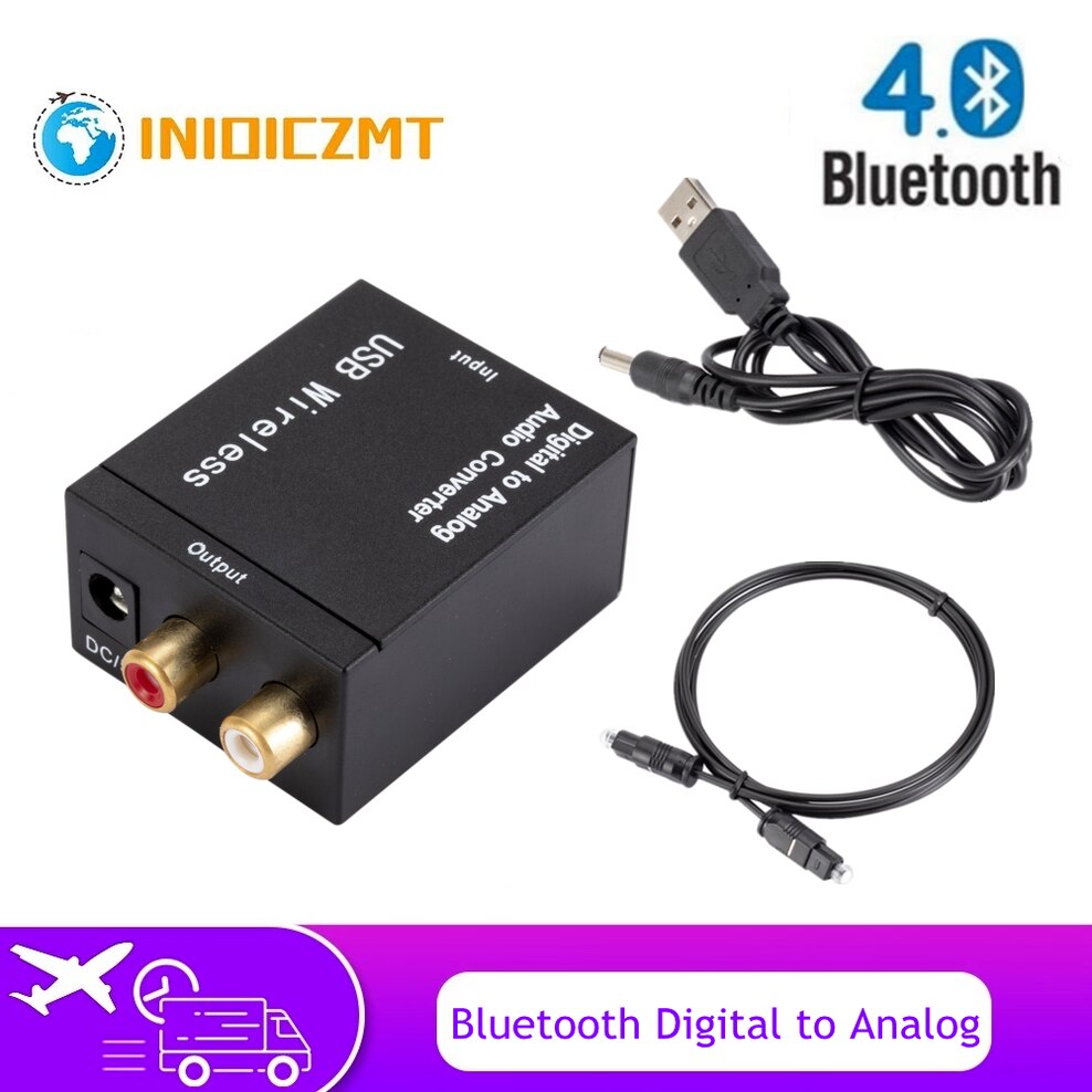 INIOICZMT Bluetooth Digital to Analog Audio Converter Adapter Amplifier Decoder Optical Fiber Coaxial Signal to Analog DAC Spdif
