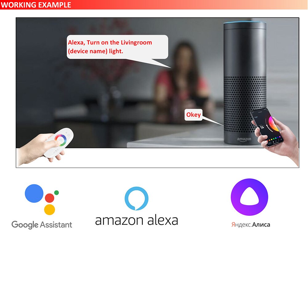 Tuya Rf Touch Remote Wifi Led Controller Rgb Cct Dim Rgbw Strip Alexa Spraakbesturing Muziek Sync Verlichting