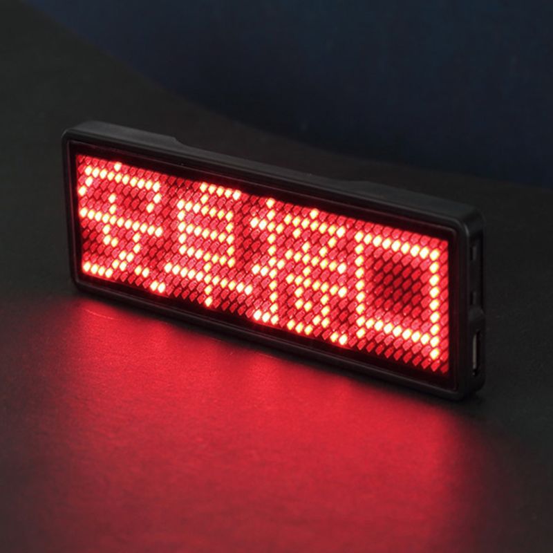 LED Mini Digital Name Message Tag Badge Sign Business Card Screen PXPE