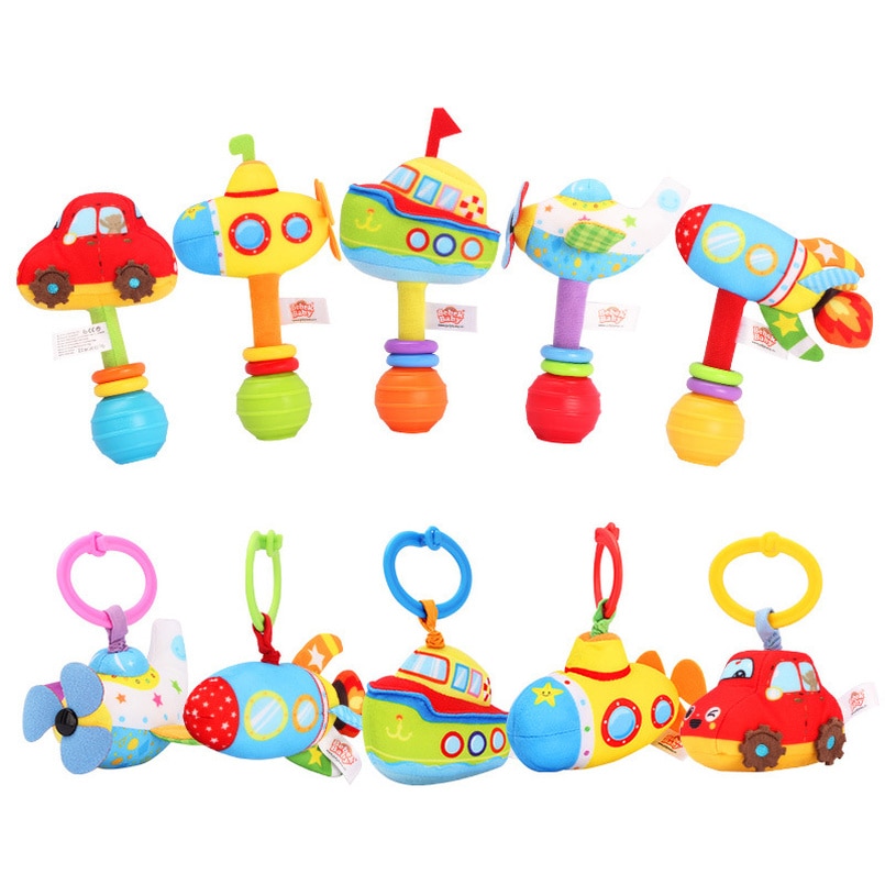 Sonajeros de dibujos animados para bebés, juguetes de tela para transportar bebés de 0 a 24 meses, calmante para dormir Musical, manivela de mano, juguetes para bebés