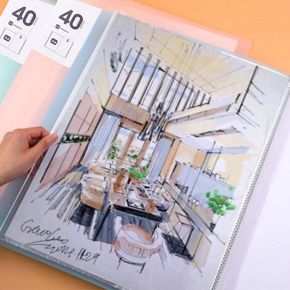 40/60 Pages A4 Transparent Document Information Booklet Office Information Folder Important File Storage Folder