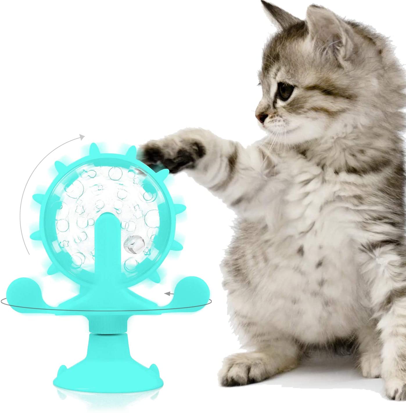 Cat Food Dispenser Toy Pet Slower Interactive Food Puzzle Feeder Puppy Suction Cup Exercise Wheel Treadmill Cat Toys