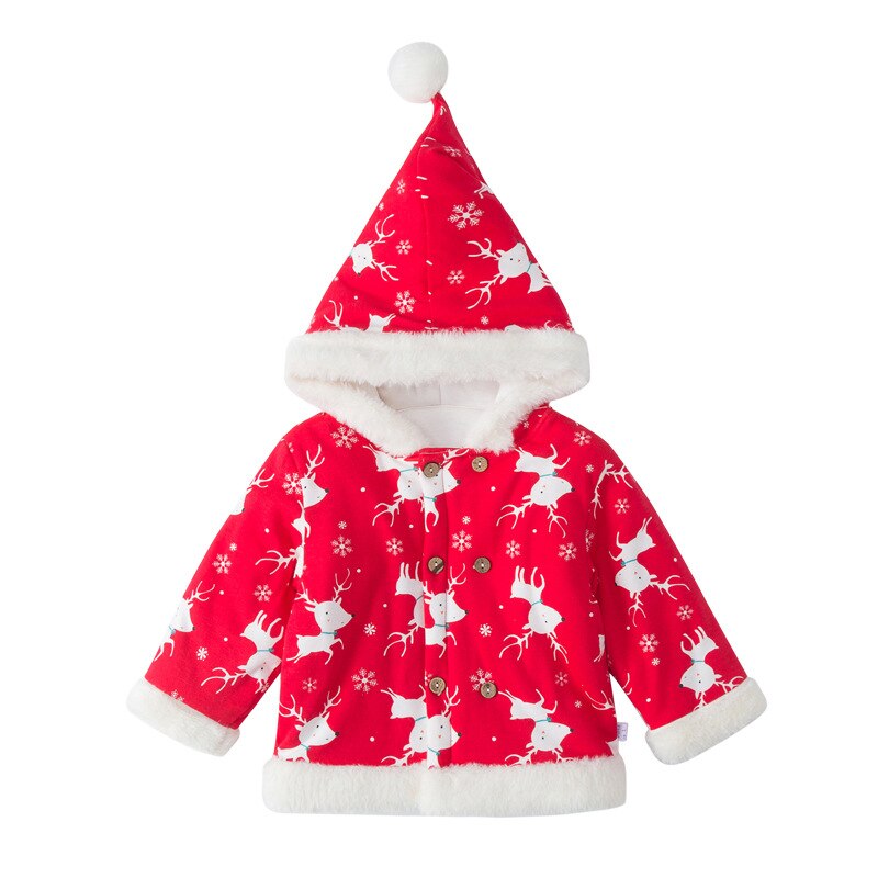 9-24 meses de natal quente inverno crianças jaquetas do bebê crianças meninas meninos natal impressão veados crianças casaco cardigan recém-nascido outwear: 9 m