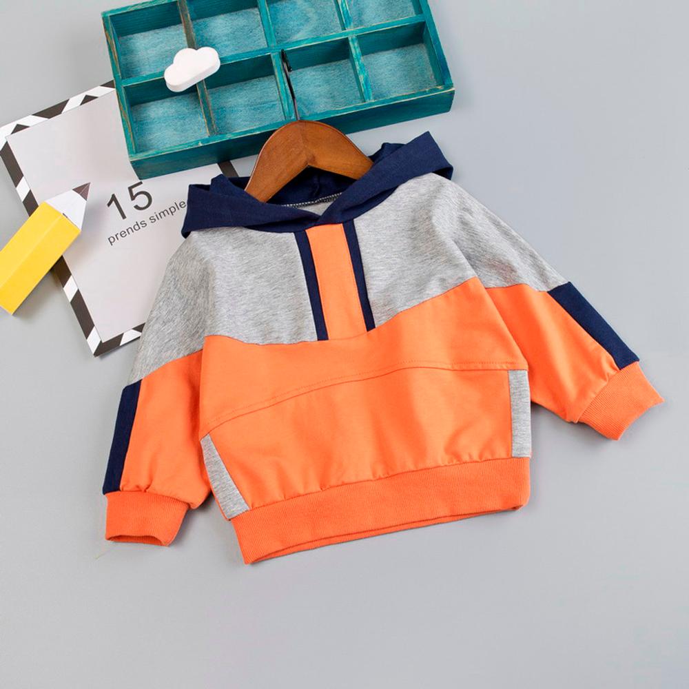 Abrigos de bebé niño niños coloridos costura con capucha pulóver camiseta Tops ropa de abrigo para niños