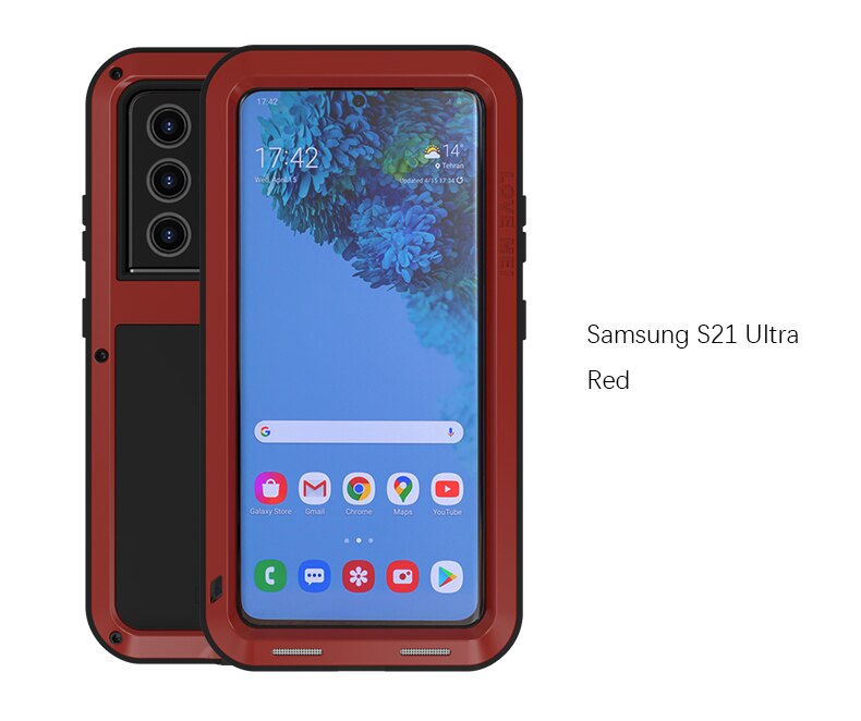 Original Love Mei Powerful Case For Samsung Galaxy S21 Ultra 5G 6.8 inch dust Shockproof Metal Aluminum Case Cover + Package: Red / Original Packaging