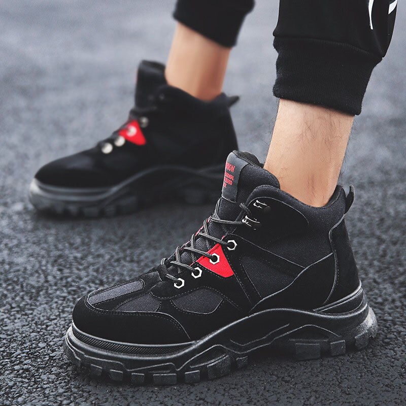 Men's Walking Shoes Increase Height Platform Shoes For Male Outdoor Super Cool Sneakers For Men Size 39-44: Black / 7