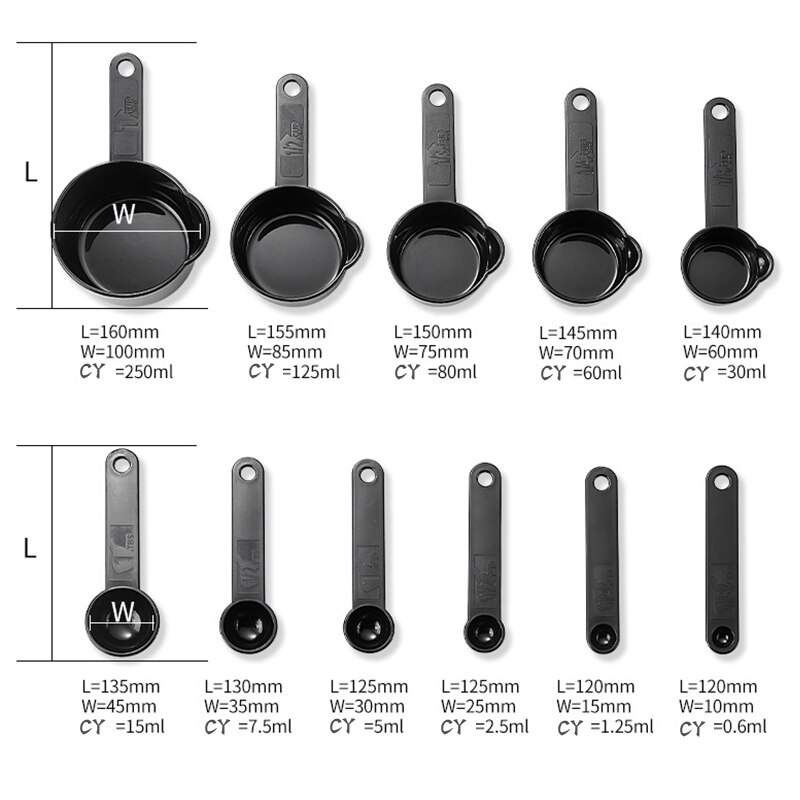 5/6/11Pcs Kitchen Measuring Tools Set Plastic Measuring Spoons Teaspoon Sugar Scoop Cooking Baking Cake Flour Measuring Cups