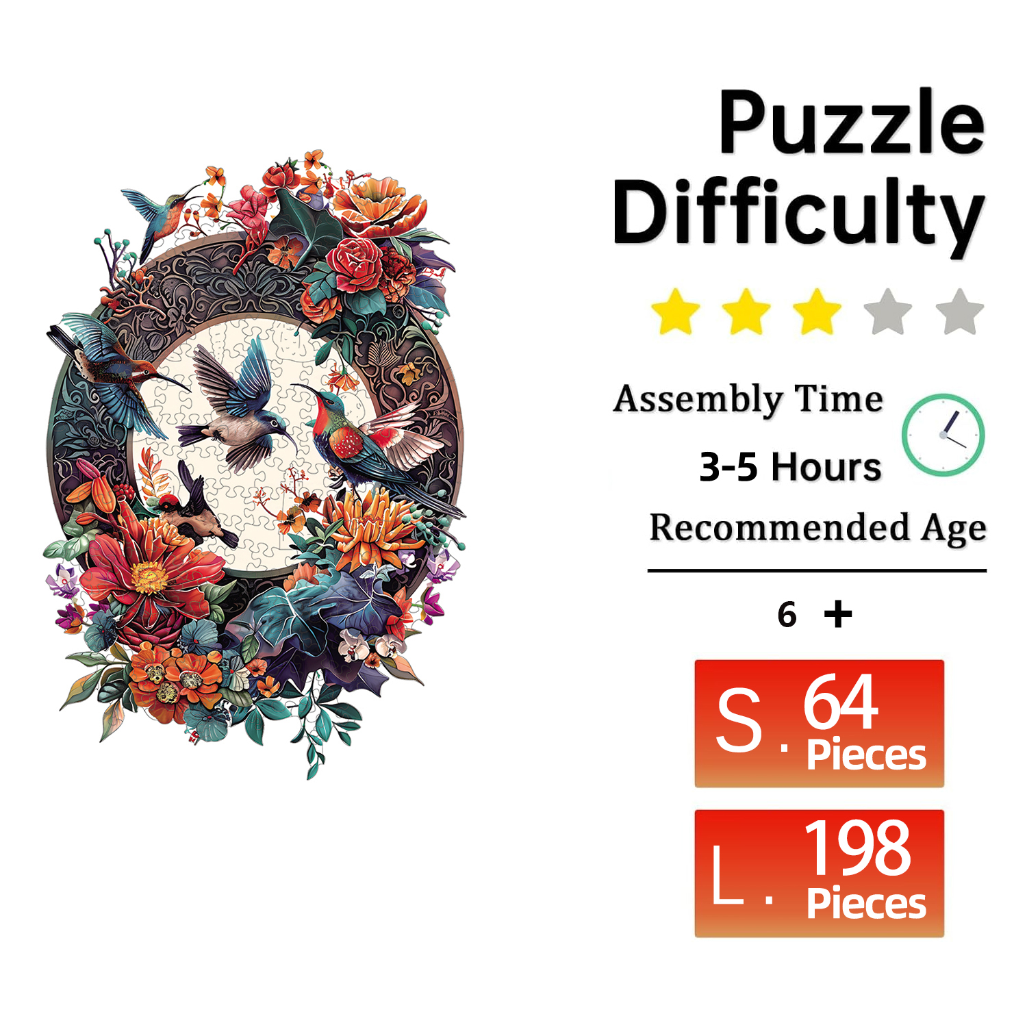 Birds Wooden Puzzle, Uniquely Irregular Animal Shaped Jigsaw Puzzles, Perfect Birthday For Lover And Friends