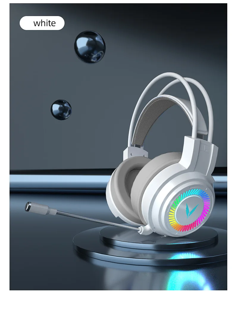 G58 G60 Gaming Headset 7.1 Stereo SVirtual Surround Bass Earphone Headphone with Mic LED Light for Computer PC Gamer Foldable: WHITE