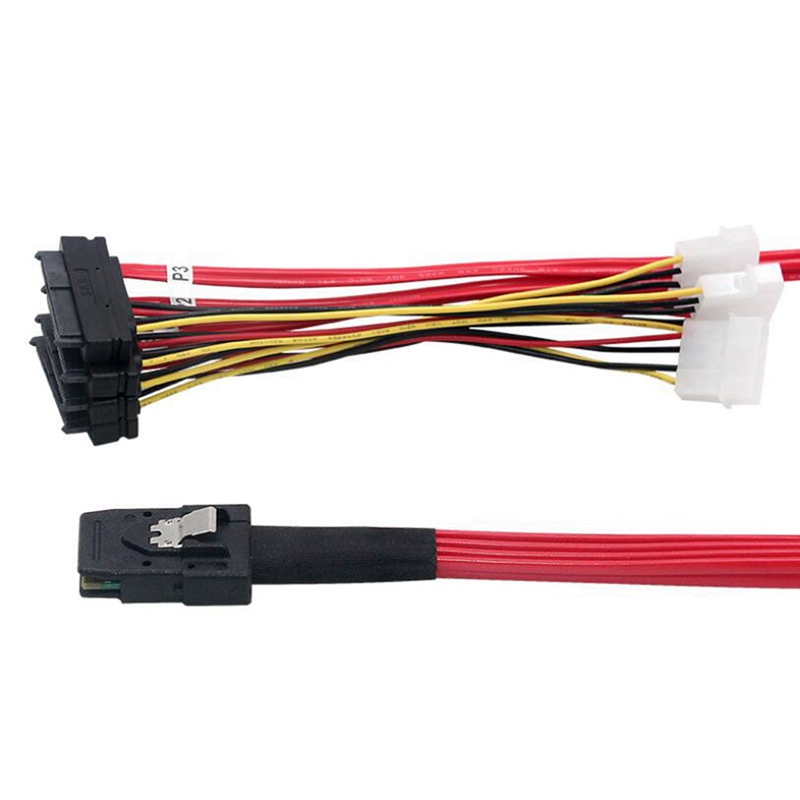 Mini SAS SFF-8087 To SFF-8482 With 4 Pin Power Cable, Server SATA Cable X4 SAS Cable