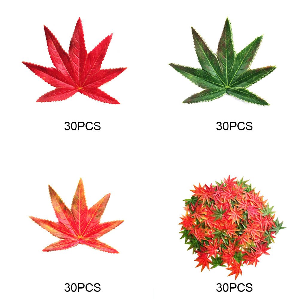 90PCS Herfst Decoratie Kunstmatige Esdoorn Planten Maple Bladeren Bruiloft Woondecoratie Party Garden Decor