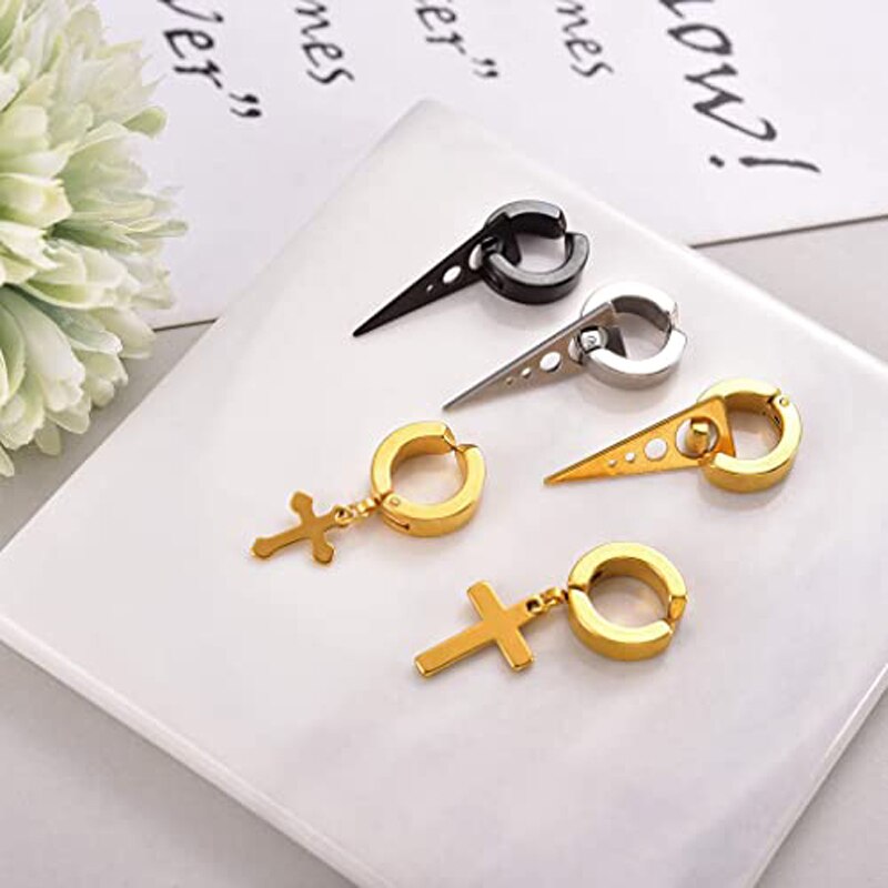 9 Pairs Rvs Hoepel Oorbellen Mannen En Vrouwen Oor Clips Huggie Niet-Geperforeerde Magnetische Oorbellen Set