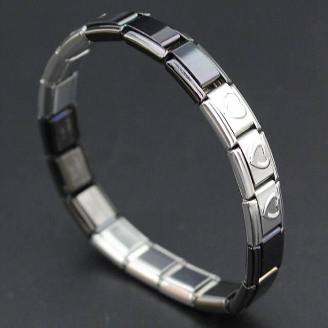 Hapiship 9mm Breite Herz Schwarz Gold Lila Blau Farbe Edelstahl Armbinde Armreif Für Mann Frauen G037: herz schwarz